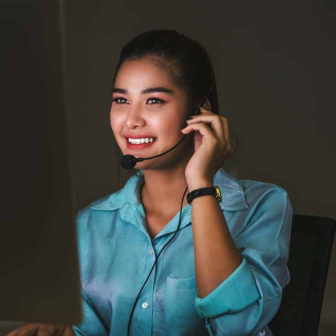 Woman using headset